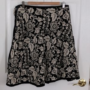 Black and tan floral A line skirt